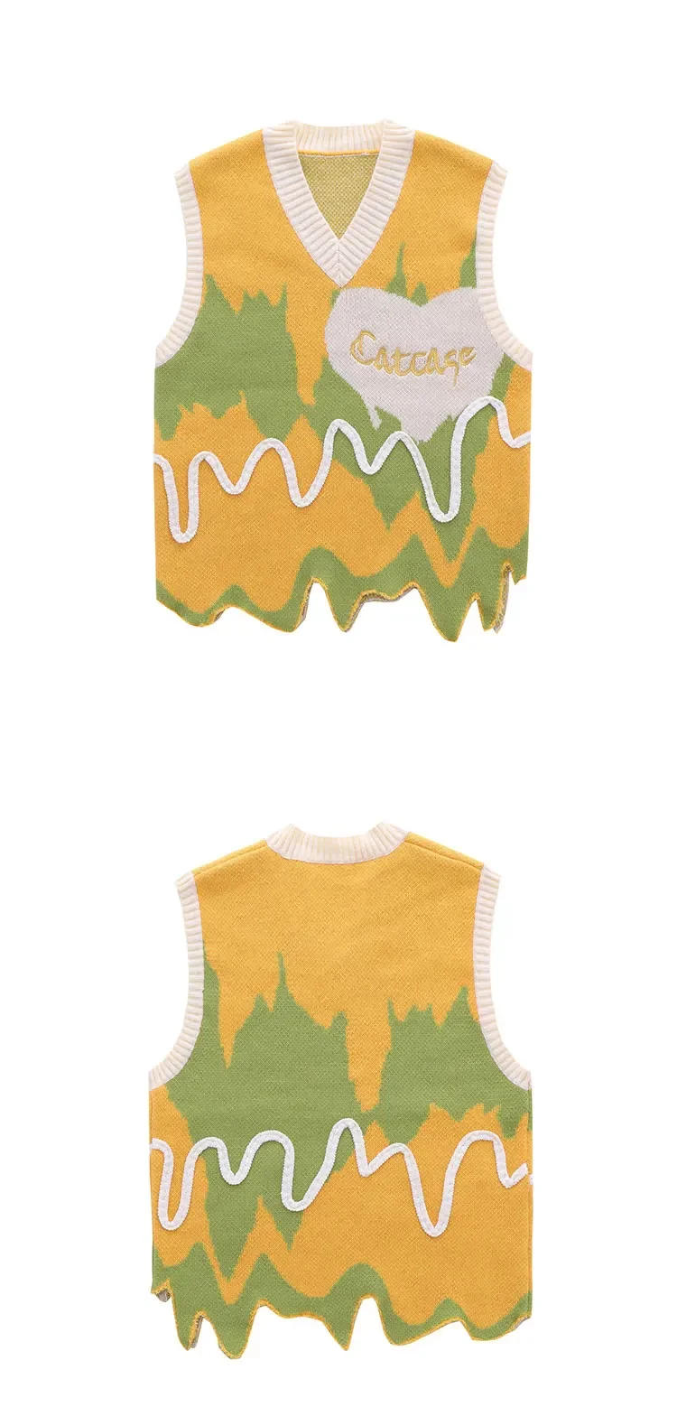 Description Picture 5 of itemAutumn Y2k Sweater Vest Men Women Harajuku Colorblock Sleeveless Sweater Harajuku Casual Loose Jumpers Spring Tops Streetwear