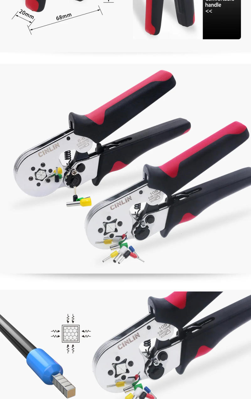 Description Picture 4 of itemTube Ferrule VE&TE Terminals Crimping Pliers & Terminal Min 0.08mm Max 16mm Set Hand Tools Electrician Crimper HSC8 6-4 6-6 10S