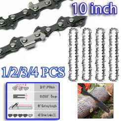 1/2/3/4Pcs 10 Inch Metal Chainsaw Chain 3/8" Pitch 20 Chain Cutters 40 Drive Links Electric Saw Accessory Replacement Chain Saw