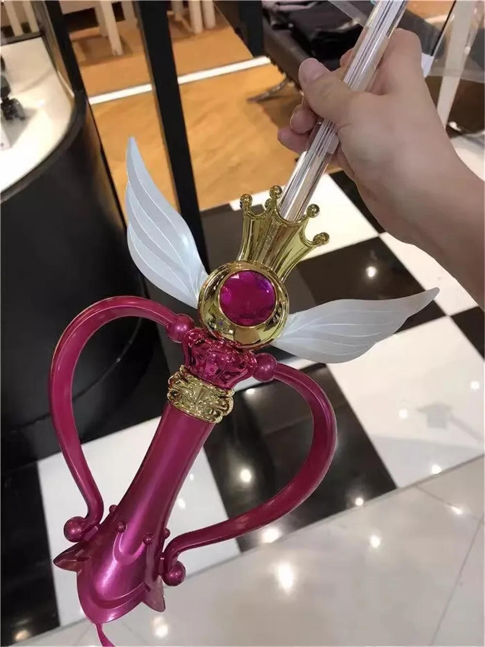 Description Picture 6 of itemSailor Magic Moon Stick Umbrella Rain Gear Transparent Sailormoon Paraguas for Women Girls Kids Gift Luminous Umbrella