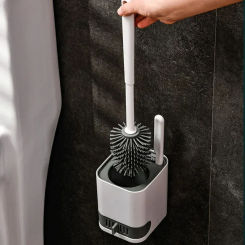 Leakproof Wall Hanging Toilet Brush Set 2 Cleaning Brushes Silicone Toilet Brush with Holder For Floor Bathroom Accessories