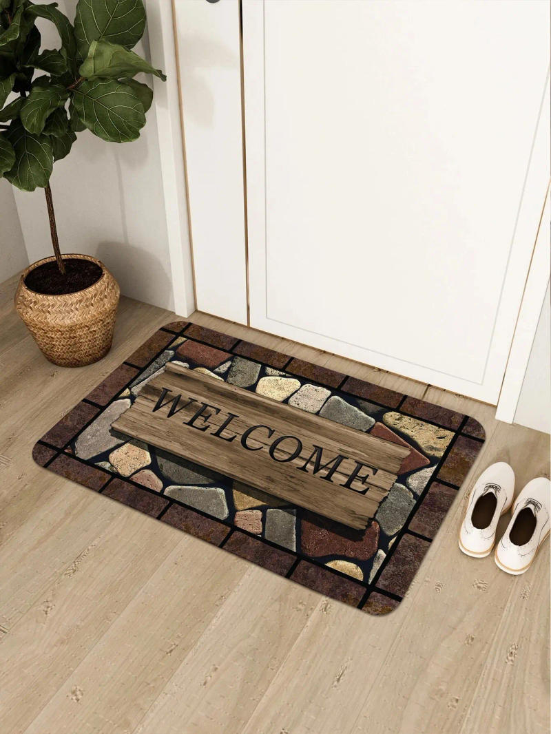 Description Picture 6 of item1pc Floral & Letter Graphic Door Mat Doormat Carpets Rug Carpet Bath Kitchen Garden Anti-Slip Small Home Kitchen Welcome Mats