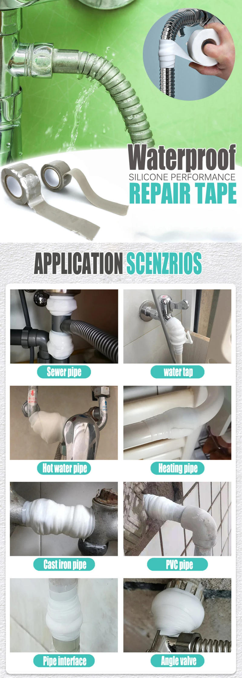 Description Picture 5 of itemSuper Strong Waterproof Stop Leaks Seal Repair Performance Silicone Adhesive Insulating Duct Tapes