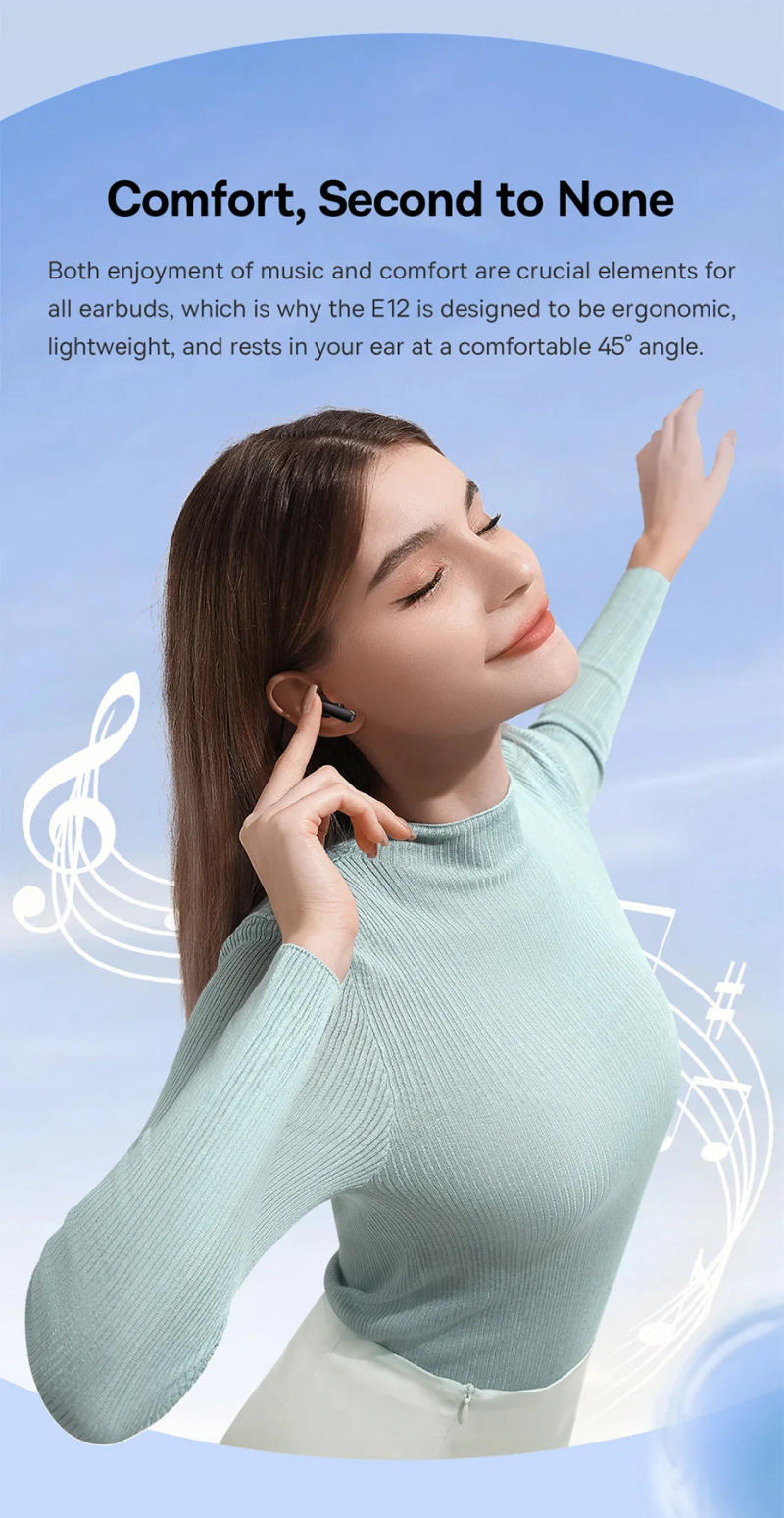 Description Picture 5 of itemBaseus E12 Wireless Earphones Bluetooth 5.3 Headphone 0.06s Low-Latency 30h Playtime Mini Short Stem Earphones TWS Earbuds