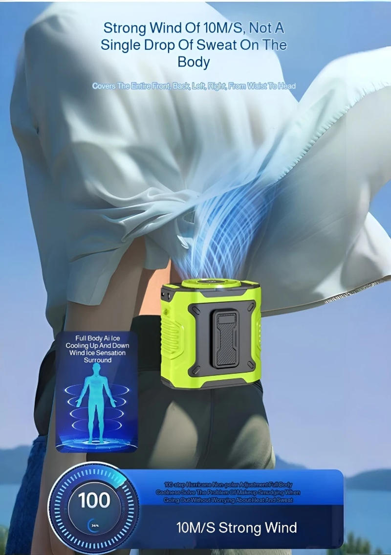 Description Picture 5 of itemRefrigeration Waist Fan Electric Fan Hanging Cooling Down Digital Display Outdoor Site Hanging Fan Rechargeable Neck Hanging Fan