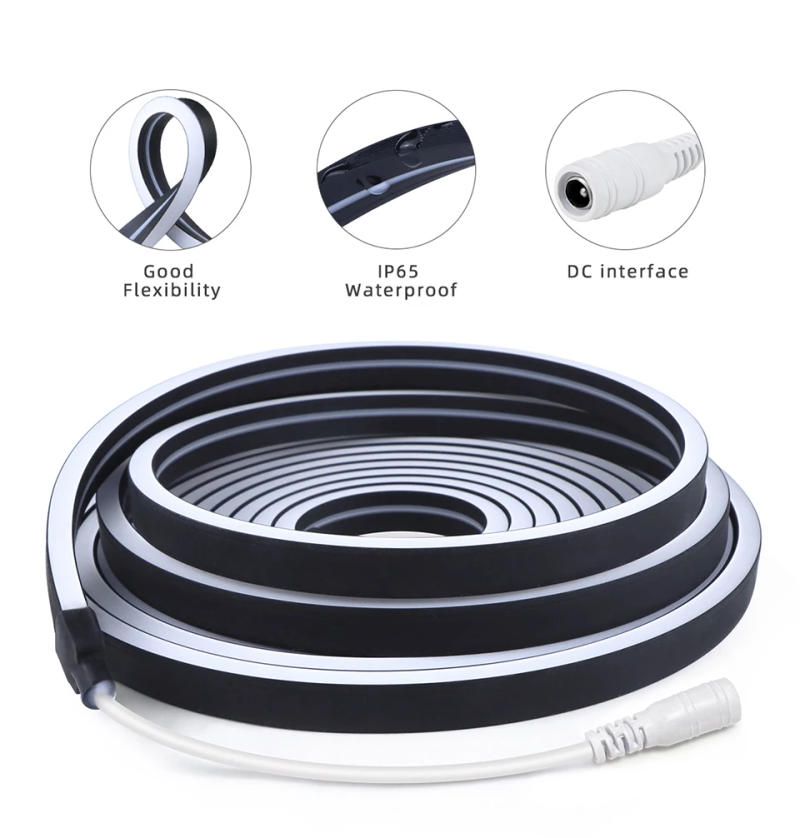 Description Picture 5 of item24V Black Tube Neon Lights Touch Dimming Swtich Silicone LED Light Strip LED Under Cabinet Light Cupboard Closet Decor Nightlamp