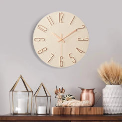 1pc 12inch Wall Clock, Frameless Non-Ticking Silent Wooden Hanging Clock, Nordic Decorations For Living Room Bedroom Home, Home