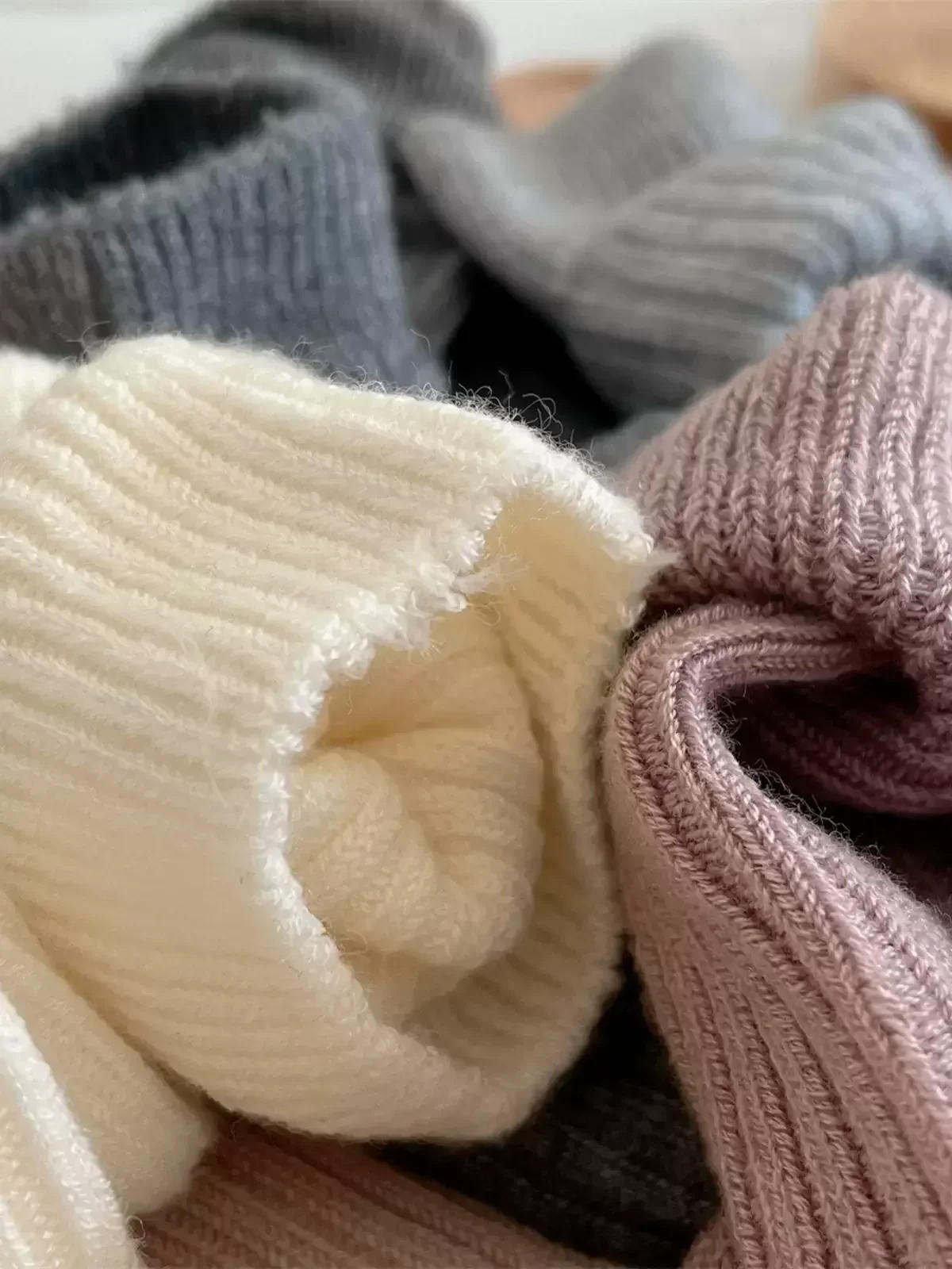 Description Picture 4 of itemSoft Wool Long Socks Women Autumn Winter Cashmere Solid Knitted Stocking Skinny Casual Knee High Fluffy Warm Thicken Girls Socks