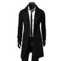 Simple  Men Jacket Outwear Thick Pure Color Jacket Buttons Streetwear Long Trench Coat for Business