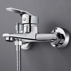 Zinc alloy Basin Faucets Chrome Wall Mounted Hot Cold Water Mixer Tap Dual Spout Single Handle For Bathroom Shower Basin