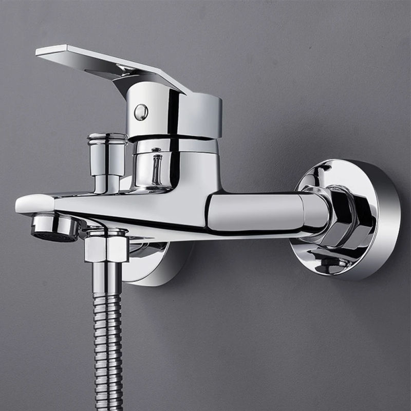Description Picture 2 of itemZinc alloy Basin Faucets Chrome Wall Mounted Hot Cold Water Mixer Tap Dual Spout Single Handle For Bathroom Shower Basin