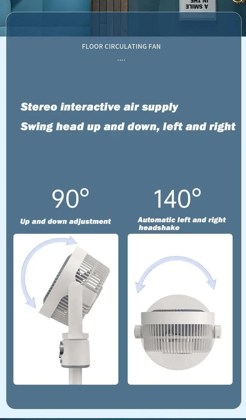 Description Picture 4 of itemAir Circulation Fan Silent 8000mAh Table Vertical Floor Standing Fan Air Convection Spiral Turbine Cooling Fan