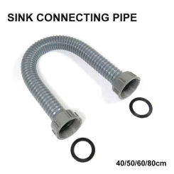 40cm Sink Drainage Pipe Kitchen Sink Double Threaded Hose Bathroom Washbasin Seal Downcomer Deodorization Water Pipe Accessory