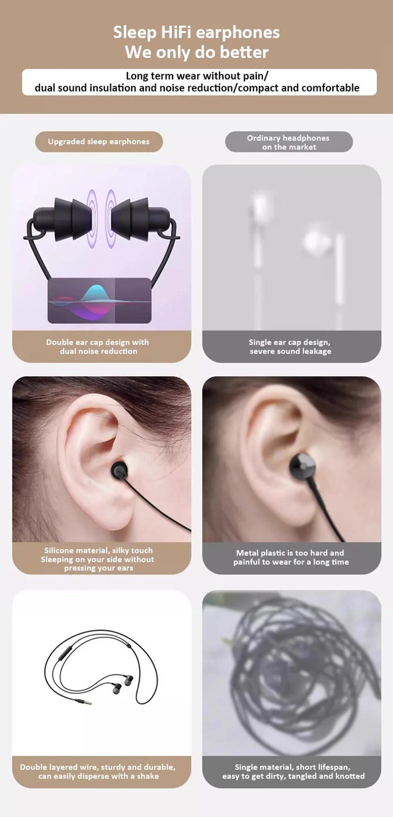 Description Picture 4 of itemWired Sleep Earphone 3.5mm-Pin Headphone With Mic HD-Calling Noise Cancelling Sleep Earbud HiFi Stereo Headset For Xiaomi Lenovo