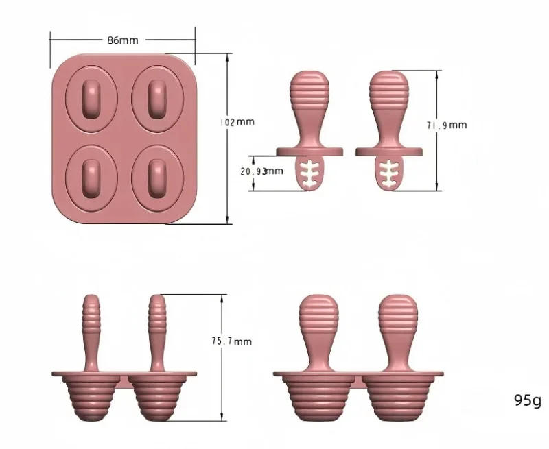 Description Picture 2 of itemâ€Œ"Reusable Silicone Ice Cream Molds & Baby Food Containers â€“ DIY Lollipop & Ice Cube Tray Set for Homemade Treats"