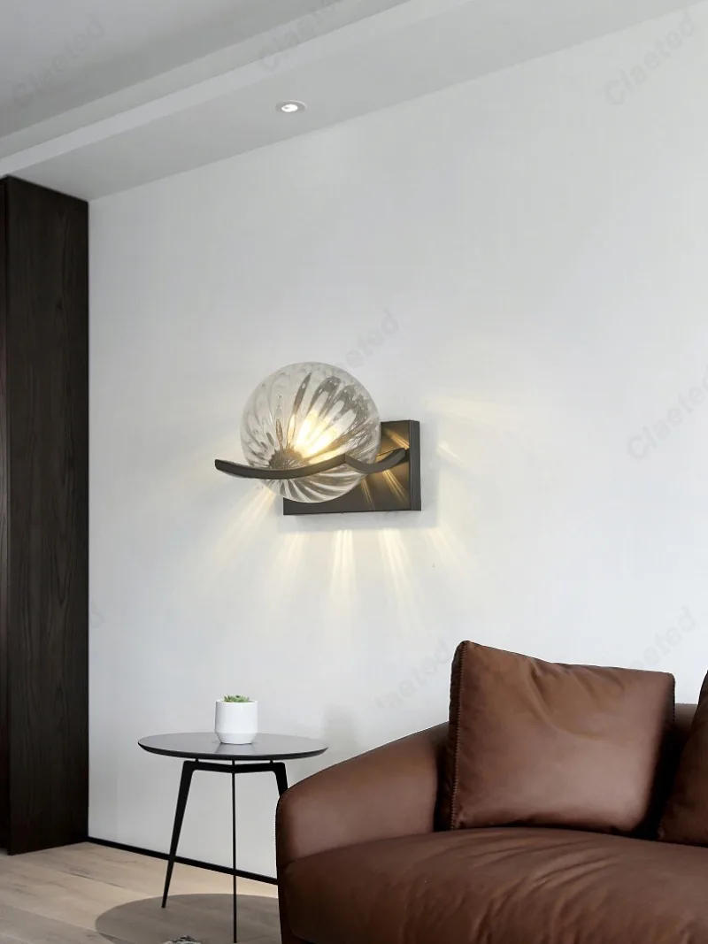 Description Picture 5 of itemSimple LED Glass Material Spherical Wall Lamp E27 Bedroom Bedside Lamp Indoor Living Room Corridor Decorative Lighting Fixture