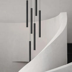 Simple LED Chandelier Water Pipe Long Chandelier Living Room Hanging Lamp Long Downlight Compound Villa Staircase Chandelier