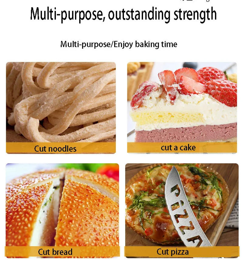 Description Picture 4 of itemPizza Knife 420J2 Stainless Steel Blade Log Handle Kitchen Baking Tool 2 Piece Set