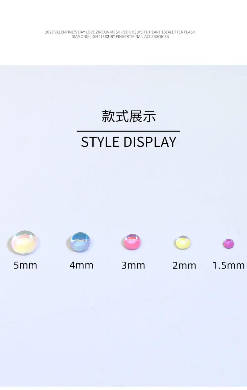 Description Picture 6 of item200PCS Mix 1.5-5mm Aurora Macaron Flatback Semi-ball Mermaid Bubble Beads Nail Art Rhinestones Jewel Decorations Manicure Charms