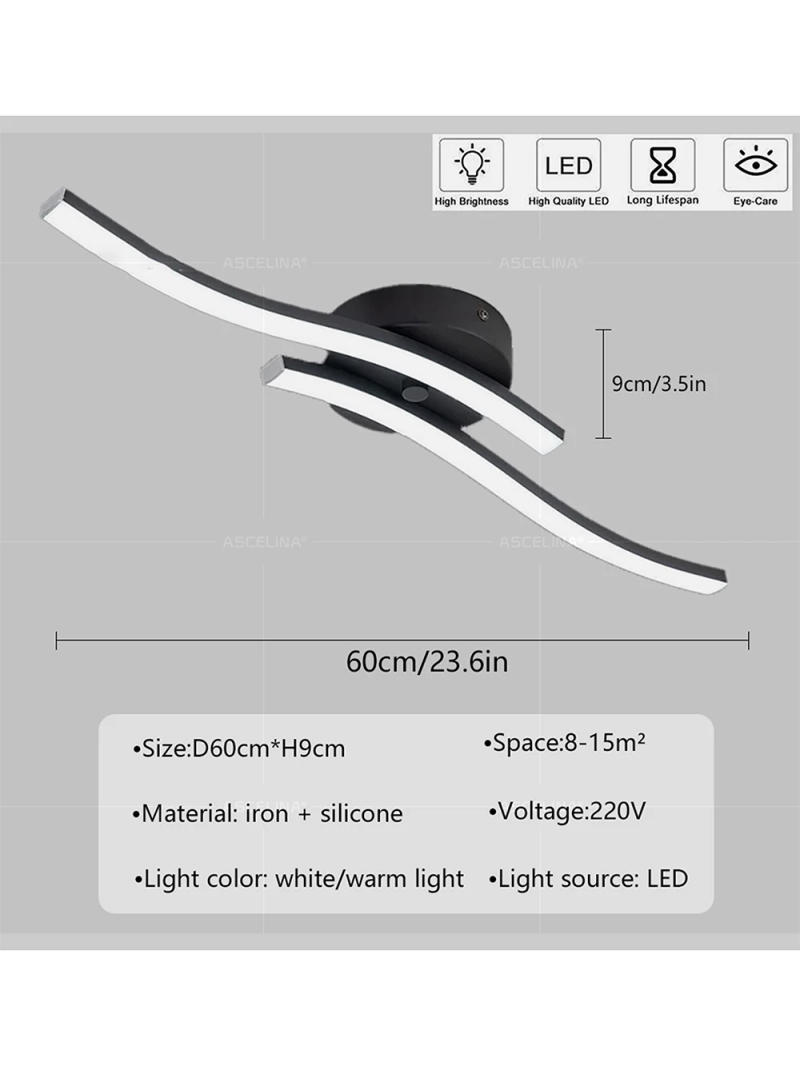 Description Picture 3 of itemModern LED Ceiling Light Long Wave Lamp Living Room Bedroom Study Corridor Aisle Entrance Balcony Home Decoration Lustre