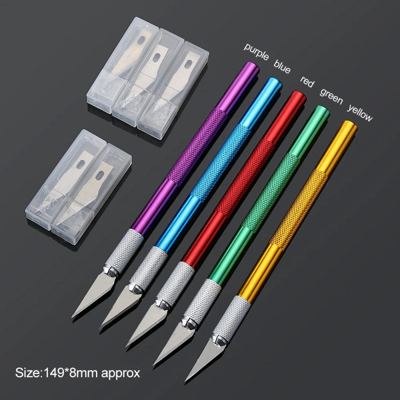 Description Picture 2 of itemNon-Slip Metal Scalpel Knife Tools Kit Cutter Engraving Craft knives + 5pcs Blades Mobile Phone PCB DIY Repair Hand Tools