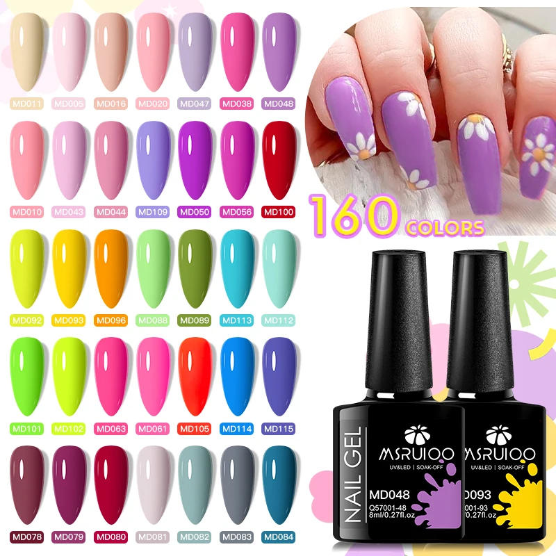 Description Picture 2 of itemMSRUIOO 8pc Gel Nail Polish Kits Summer Colorful Semi Permanent UV LED Gel Polish Set Glitter Nail Art Varnish Design Manicure