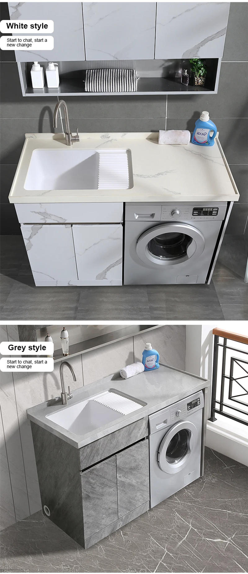 Description Picture 4 of itemHot Sale Bathroom Furniture Laundry Sink Cabinet Combo Waterproof Washing Machine Cabinet