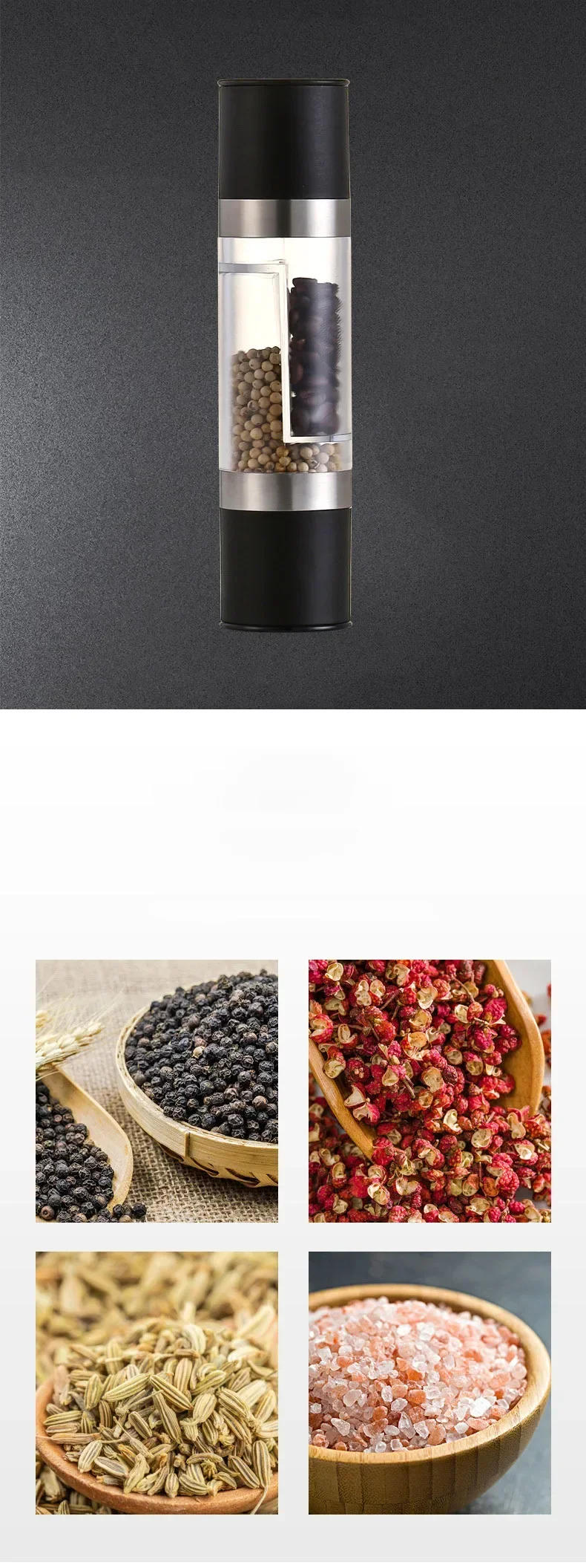 Description Picture 5 of itemSalt and Pepper Grinder 2 in 1 Manual Stainless Steel Salt Pepper Mills with Adjustable Ceramic Grinding Spice Mill Kitchen Tool