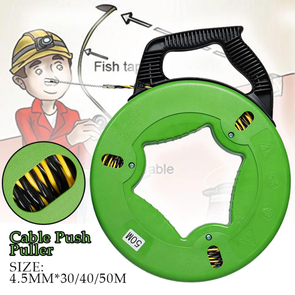 Description Picture 5 of item4.5mm 30/40/50M Cable Puller Fiberglass Fish Tape Reel Puller Conduit Ducting Rodder Green Electrical Wall Wire Fast Wire Puller