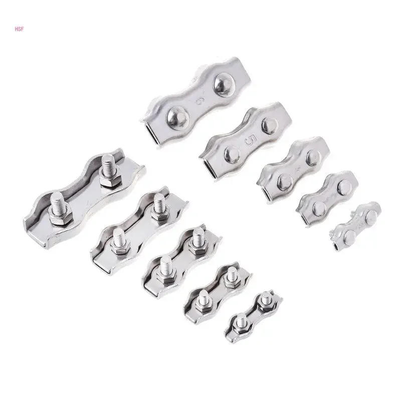 Description Picture 2 of item2pcs Stainless Steel Wire Rope Clips Double Grips Cable Clamps For Wires 2mm 3mm