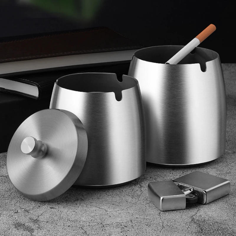 Description Picture 6 of itemStainless Steel Tabletop Ashtray Large Capacity with Lid Auto Ashtray Butt Bucket for Home/Office/Tabletop/Outside Patio/Balcony