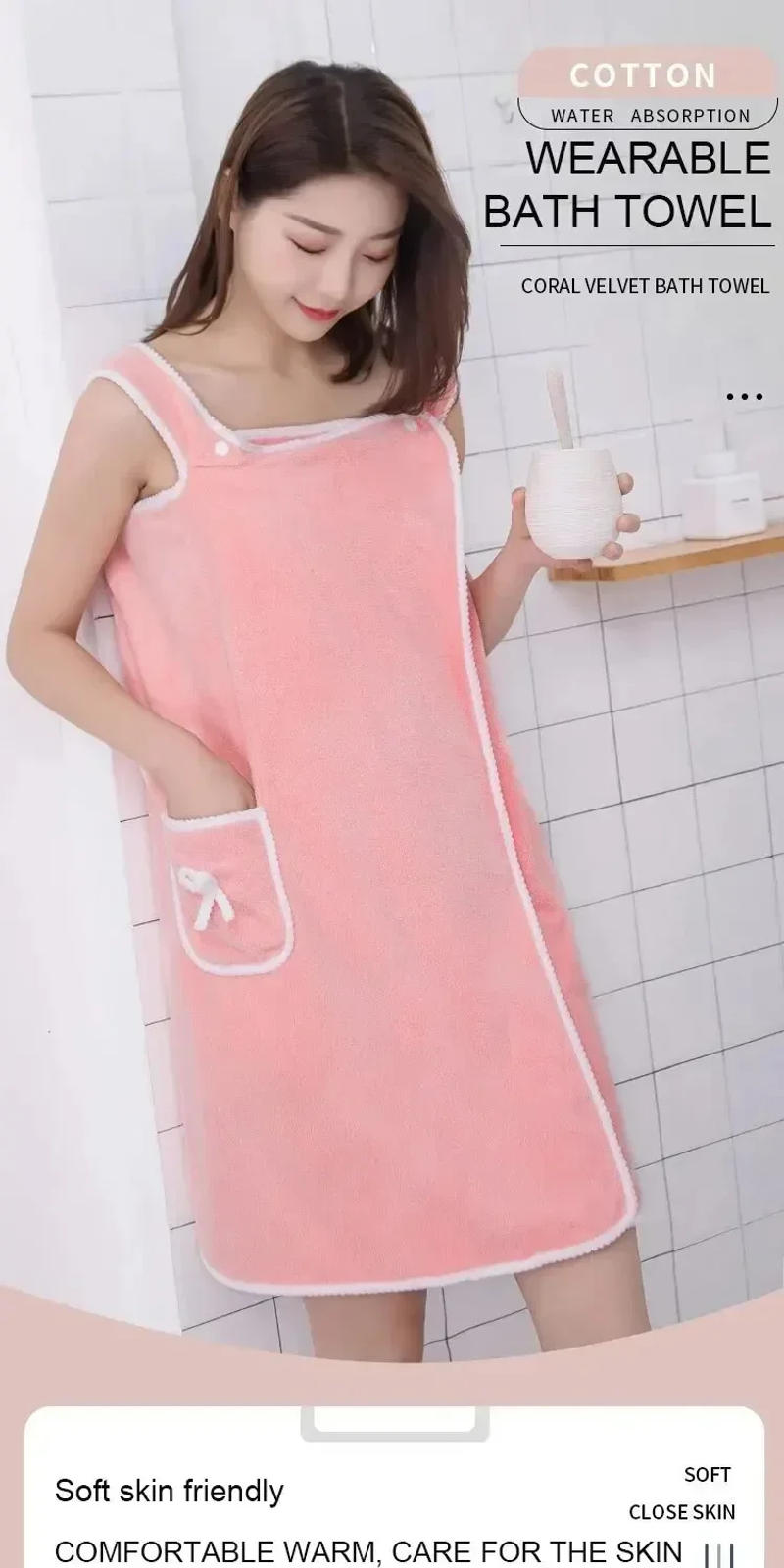 Description Picture 2 of itemWomens Bath Towels Girls Wearable 140*85Cm Fast Drying Bathing Beach Spa Bathrobes Wash Clothing, Shower Bath And Gym Towel