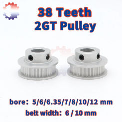 38Teeth 2GT Timing Pulley 38T 38 Teeth 2M Pulley Bore 5/6/8/10~15mm Synchronous Wheel Pulleys Belt Width 6/10mm GT2 Belt Pulley