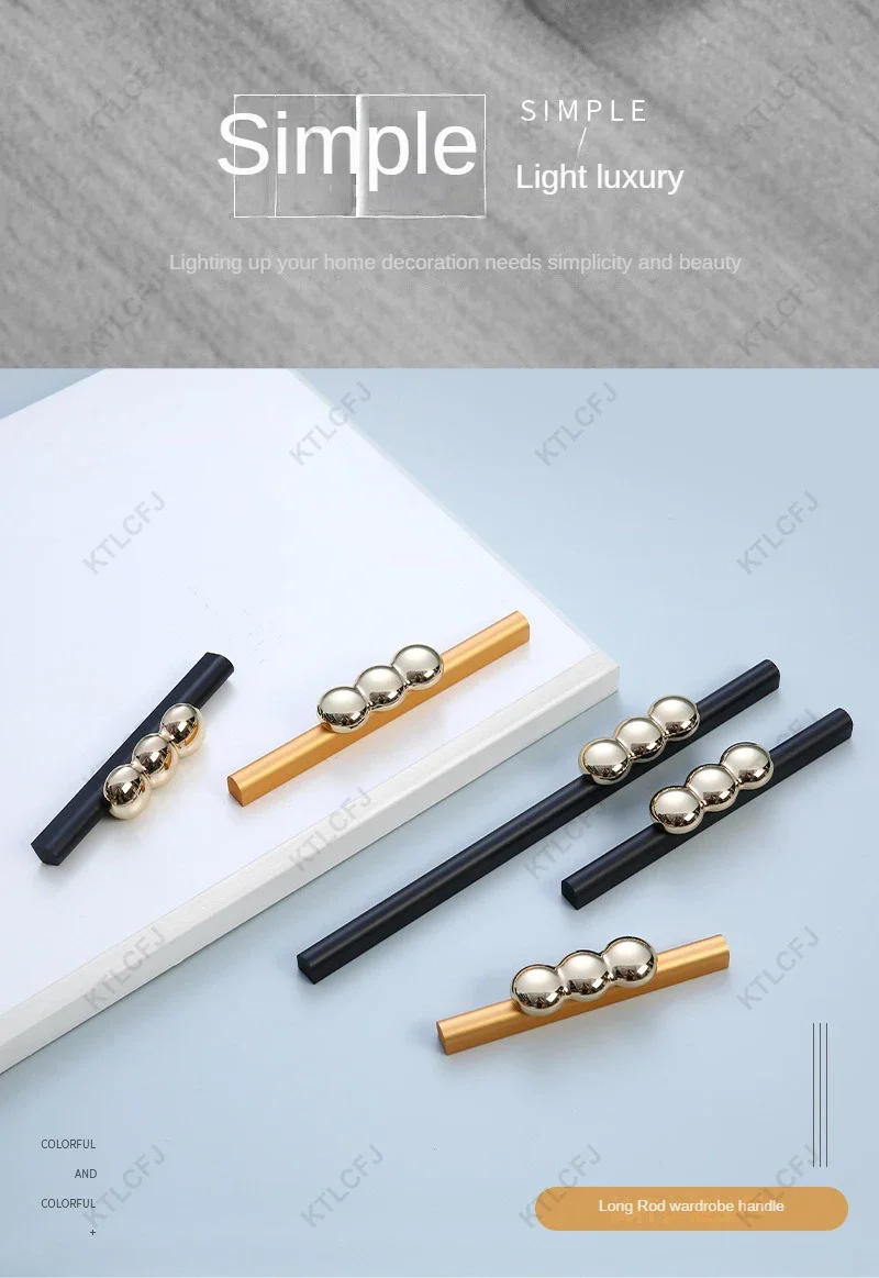 Description Picture 2 of itemAmerican European Modern Simple Wardrobe Cabinet Aluminum Alloy Long Handle Gold Black Extended Door Handle