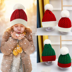 Christmas Santa New Year Hat Winter Warm Crochet Knit Beanies Skullcap Pompom Cap Bonnet Xmas Party Gift 2 Sizes For Adult Kids