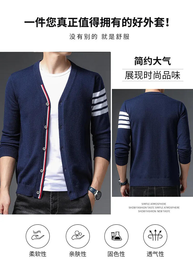 Description Picture 4 of item2024 men's spring new long sleeved knitted cardigan casual jacket men's clothing