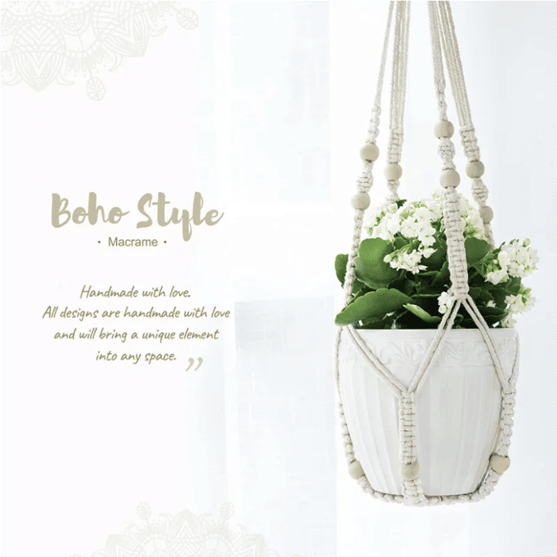 Description Picture 5 of itemPotted Plant Hanger Basket Flower Pot Balcony Handmade Lace Knotting Hanging Rope Ornament Bohemian Style Home Garden Decoration
