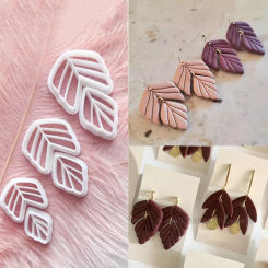 2PCS Creative Leaf Earring Polymer Clay Molds Plant Leaves Design Soft Pottery Cutting Jewelry Pendant DIY Modeling Cutter Tools
