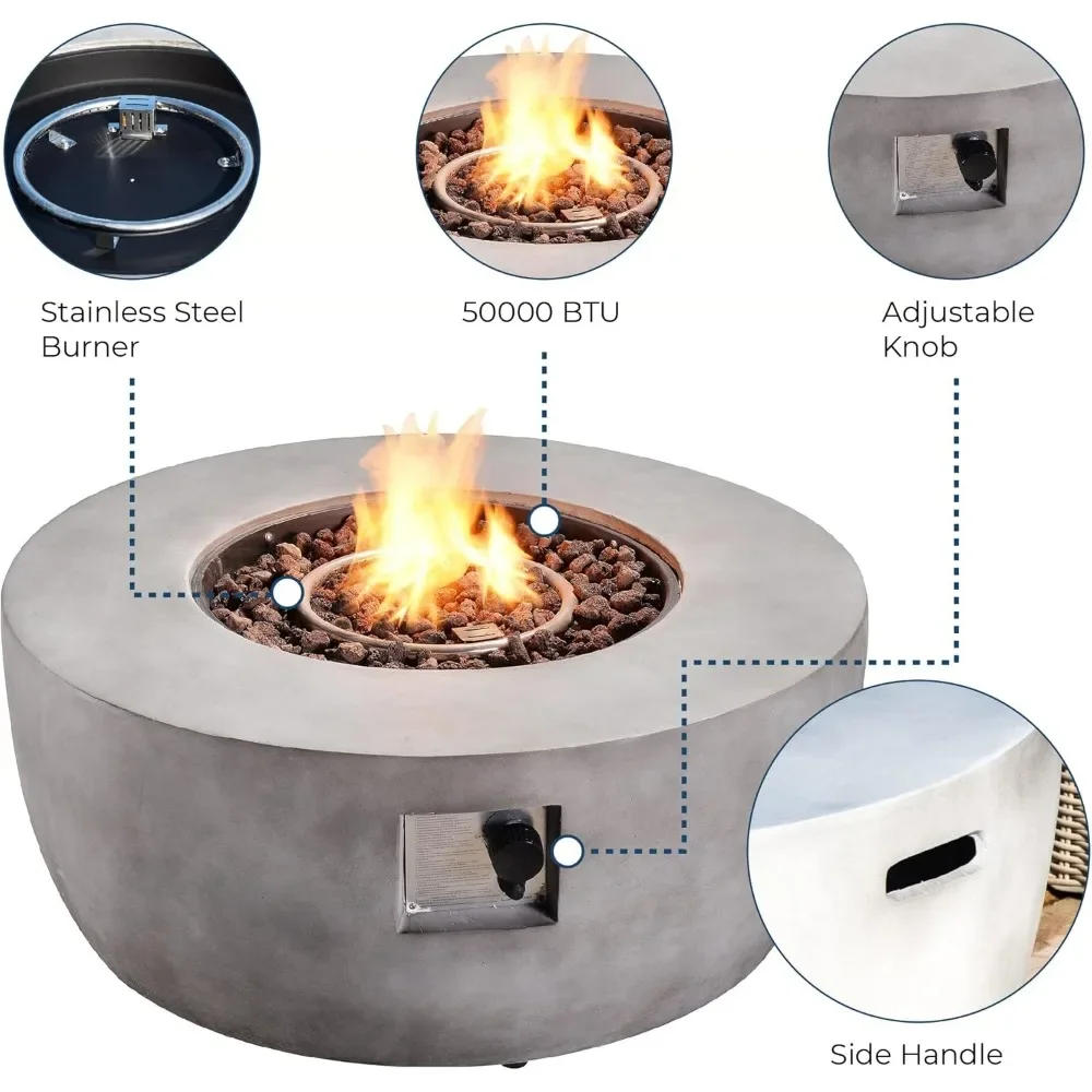 Description Picture 5 of item36 in. Outdoor Round Propane Gas Smokeless Fire Pit with Sturdy Faux Concrete Base, Quick Ignition and Gas Regulato
