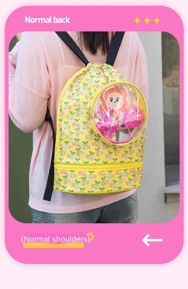 Description Picture 6 of itemCartoon Swim Bag for Kids  Backpack Drawstring Storage Bag with Large Capacity for Swimming Travel Toiletries Wet and Dry Bag