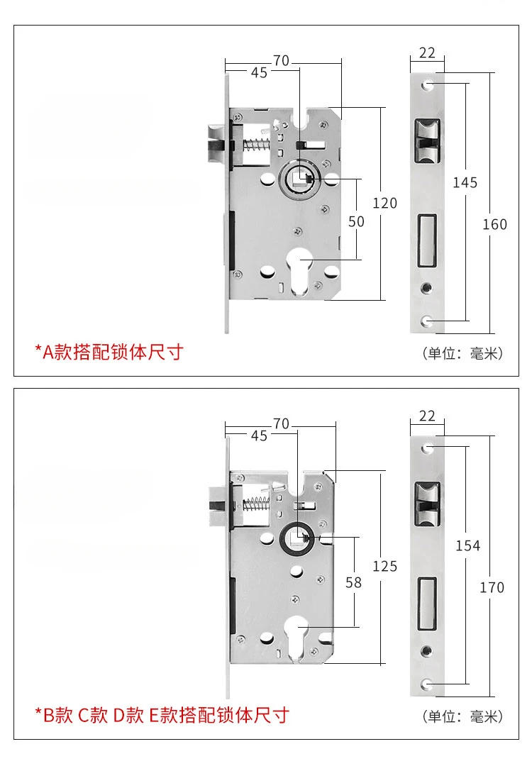 Description Picture 4 of item1 Set of Stainless Steel Silent Door Lock Indoor Split Lock Bedroom Door Handle Lock Household Hardware Accessories with Key