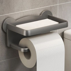 Toilet Paper Holder Stand Wall-Mounted Toilet Paper Dispenser Kitchen Bathroom Storage Rack Tissue Box Shelf Bathroom Accessory