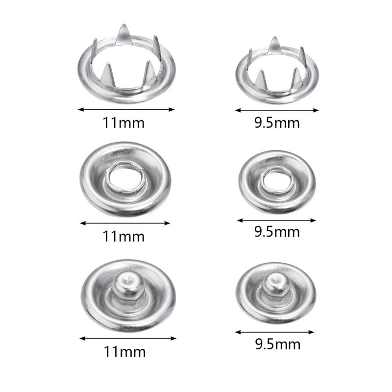 Description Picture 2 of item50Set/Lot 9.5/11mm Iron Snap Button Press Button Studs Fasteners For DIY Sewing Crafts Ornament Making Installing Clothes Bags