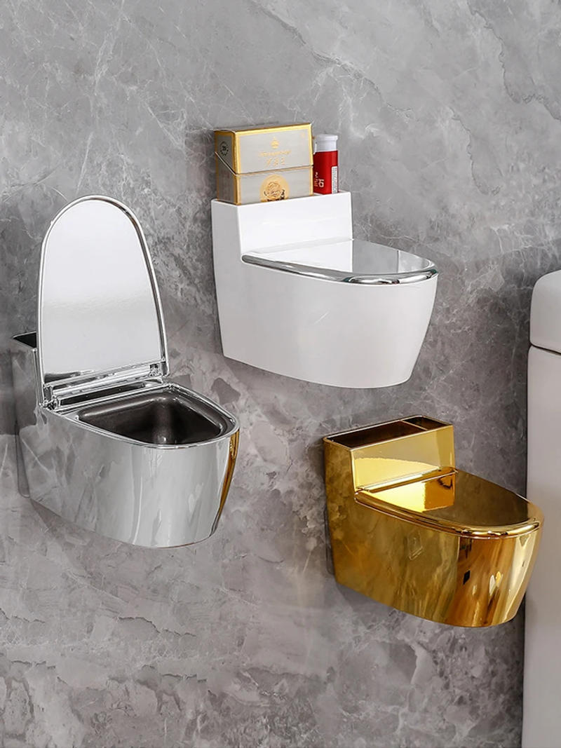 Description Picture 3 of itemCreative Funny Commode Design Toilet Ashtray with Lid - Wall-Mounted Bathroom Cigarette Ashtray For Home Office