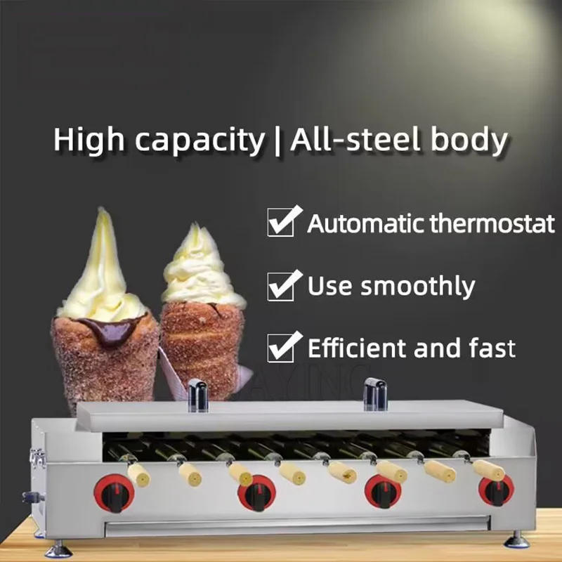 Description Picture 4 of itemChimney Bread Roll Baking Machine Ice Cream Bread Cone Maker Cake Baking Machine Kurtos Kalacs Oven with 8 Rollers