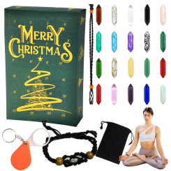 24-Day Girl Advent Calendar Crystal Kit | Crystal Necklace Advent Calendar Rock Collection New Year Christmas Gifts for Kids