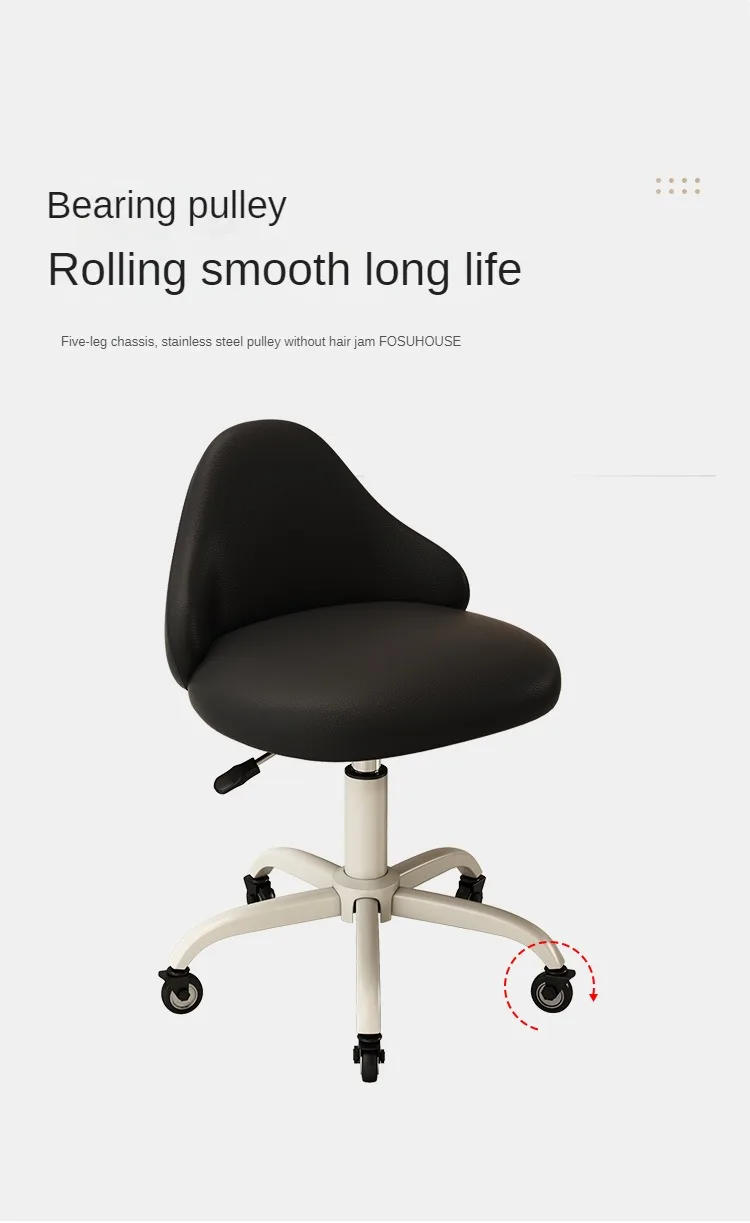 Description Picture 5 of itemEuropean Style Home Backrest Barber Chairs Beauty Salon Barber Shop Stools Office Rotating Lifting Manicure Stool with Wheels