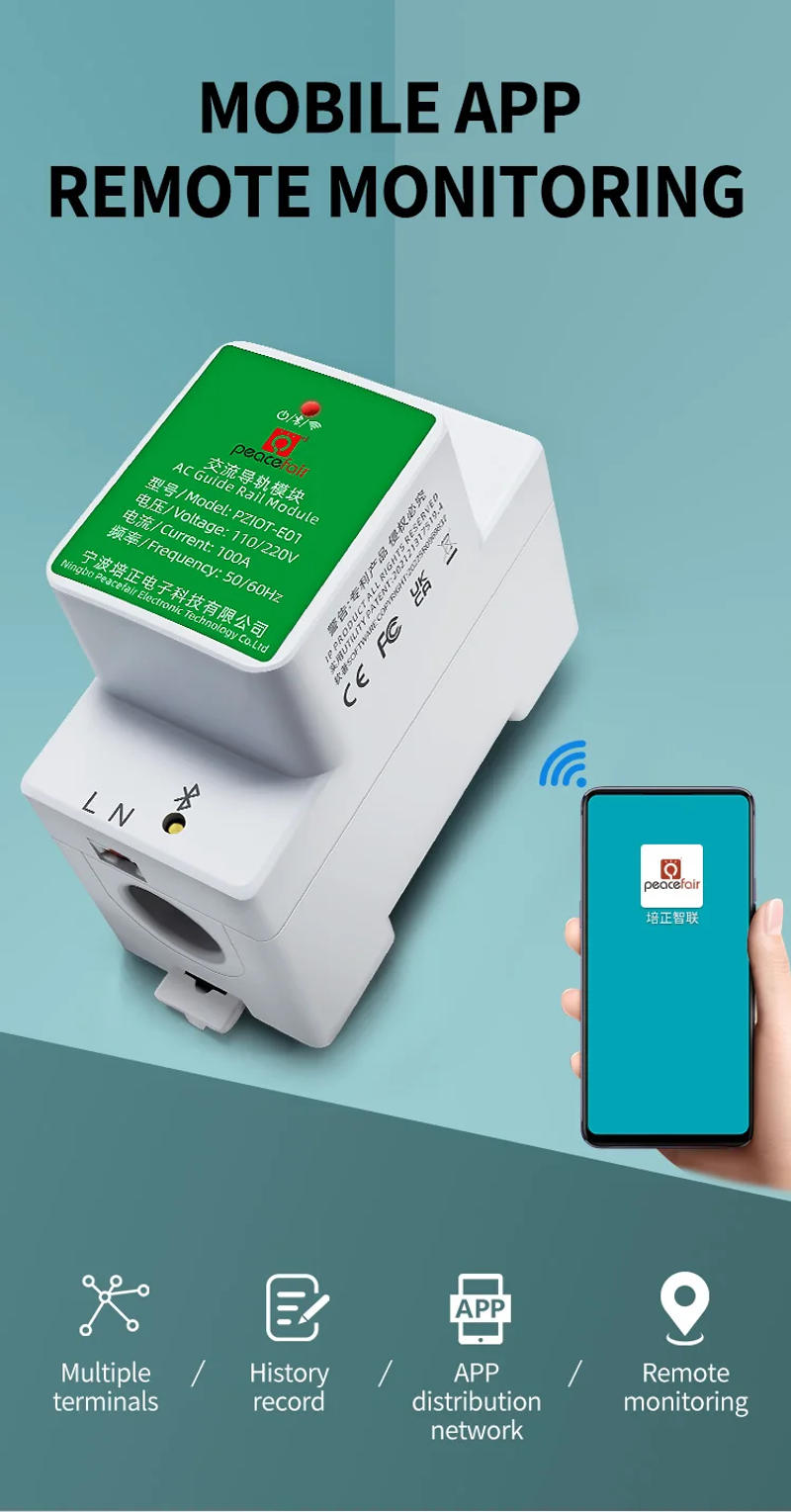 Description Picture 3 of itemPZIOT-E01 Single Phase 6 In 1 AC Electric Din Rail Wifi Smart Kwh Energy Meter Power Consumption Meters Wattmeter Voltmeter