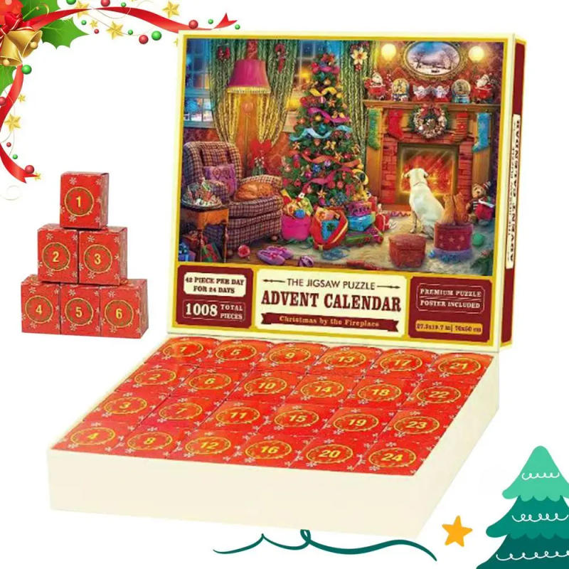Description Picture 2 of itemChristmas Advent Calendar 2024 Xmas Puzzle for Kids Adults 24 Days Countdown Calendars for Boys Girls Puzzle 24 Boxes Party Gift