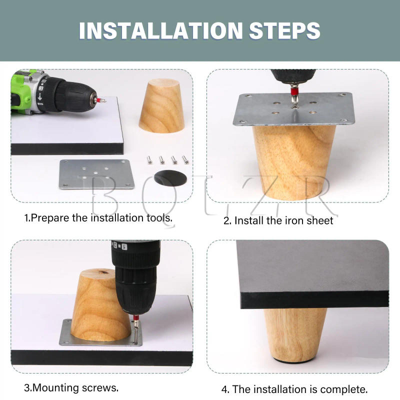 Description Picture 3 of itemBQLZR 4Pcs Height 10-30cm Solid Wood Furniture Legs Protetor Sofa Bed Cabinet Table and Chair Replacement Feet Cone Shaped